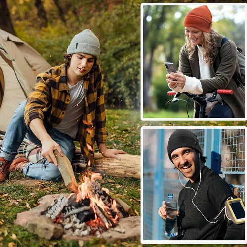 Vista 5 de Ocatoma Gorro para hombres y mujeres, de punto acrílico, con puños, para uso diario, cálido, unisex, regalos para hombres y mujeres, novio, él y ella