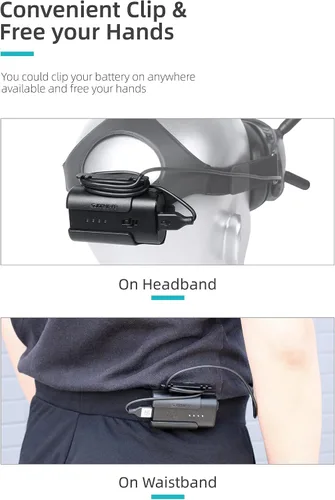 Vista 3 de BTG Clip de batería con bobinador de cable para DJI FPV Goggles V2 / DJI Avata Drone Goggles 2 Accesorios
