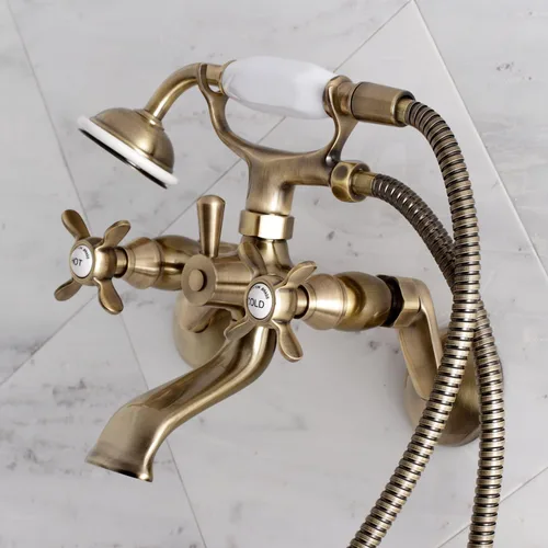 Vista 7 de Kingston Brass KS286ORB Essex - Grifo de bañera con patas de garra de montaje en pared con ducha de mano, bronce aceitado