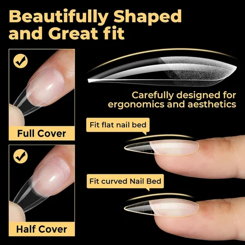 Vista 4 de UNA GELLA Puntas de uñas medianas de aguja 240 unidades, uñas de gel suave