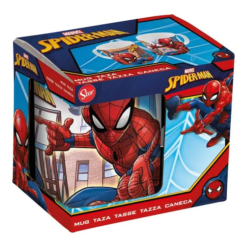 Vista 5 de Taza Mug Spider-Man Great power Azul Rojo Cerámica 350 ml