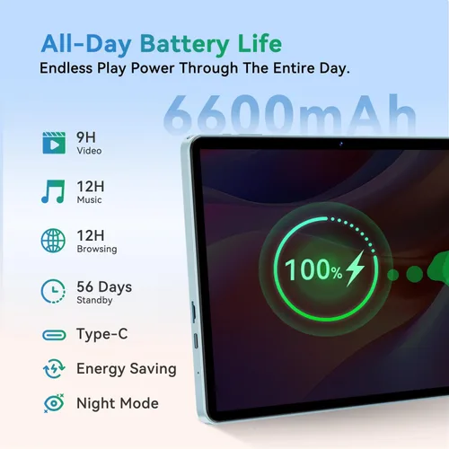 Vista 6 de SVITOO Tableta Android de 10 Pulgadas, Tableta Android 16 para Niños y Adultos, Octa-Core, 20GB RAM 128GB Almacenamiento Ampliable a 1TB, Cámaras