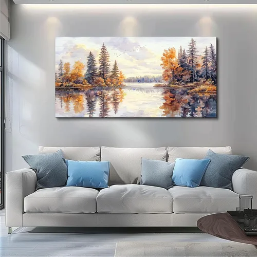 Vista 4 de PHAOHUAXM Pintura abstracta de paisaje de tinta pintura de arte de pared moderna impresión en lienzo natural paisaje arte imágenes de sala de estar