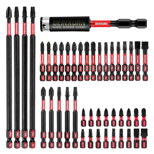 Vista 15 de GEINXURN Impact Tough - Juego de 23 brocas magnéticas mezcladas para destornillador, juego de puntas de destornillador de acero de aleación S2 con 1