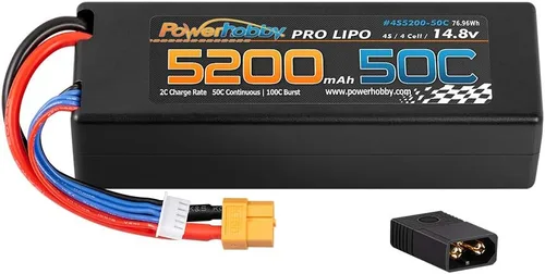 Vista 6 de Powerhobby 4s 5200mah 50c Lipo Battery W XT60 Plug Estuche rígido + adaptador