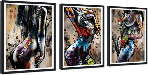 Vista 92 de Novatique 3 piezas de arte de pared sexy en blanco y negro para parejas desnudas, decoración de pared abstracta de amor para mujeres y hombres, arte