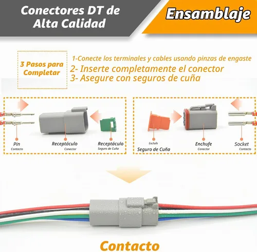 Vista 6 de Kit de conectores Deutsch DT de 217 piezas, 12 kits con crimpadora y herramienta de extracción de terminales, resistente al agua IP68 de 2, 3, 4, 6