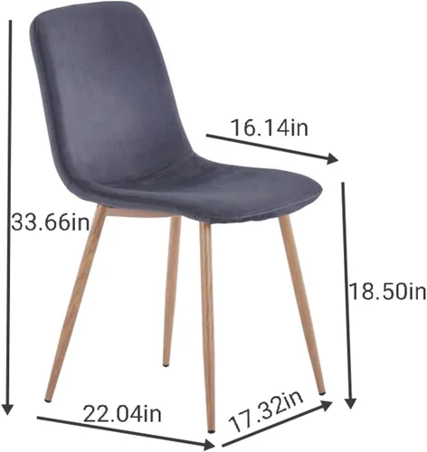 Vista 3 de Juego de 4 sillas de comedor de terciopelo gris con patas de metal, modernas sillas de comedor acolchadas
