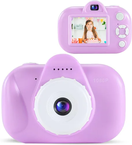 Vista 2 de MAVOKIS Cámara digital para niños de 3 a 8 años, cámara 1080P para niños con tarjeta SD de 32 GB, juguetes para niñas de 6 a 9 años, regalos de Rosa
