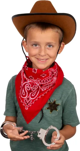 Vista 6 de Disfraz d sheriffSombrero vaquero con accesorios de cowboy Divertidos sombreros de fiesta de sheriff del oeste., M