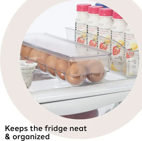 Vista 5 de OGGI Soporte apilable para huevos cubierto, organización de cocina, organizador de refrigerador, almacenamiento de alimentos, contenedores