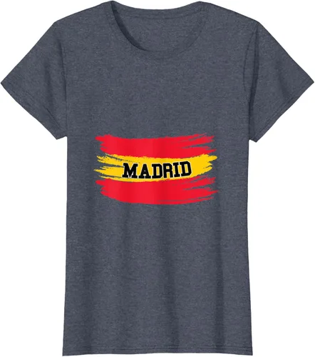 Vista 10 de Camiseta familiar de España Madrid con bandera española envejecida, Negro