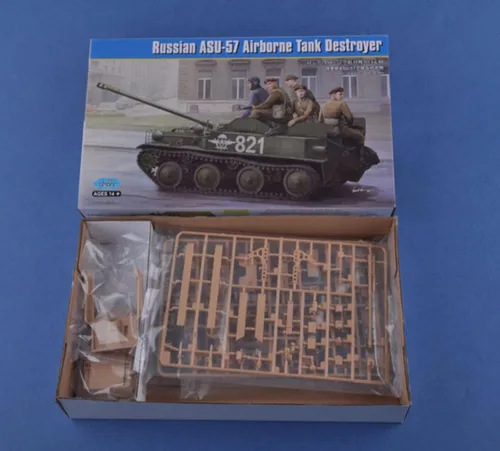 Vista 7 de Tank 3D Puzzles Kits de modelos de plástico, escala 1/35 ruso ASU-57 modelo de destructor de tanques aerotransportado, juguetes para adultos