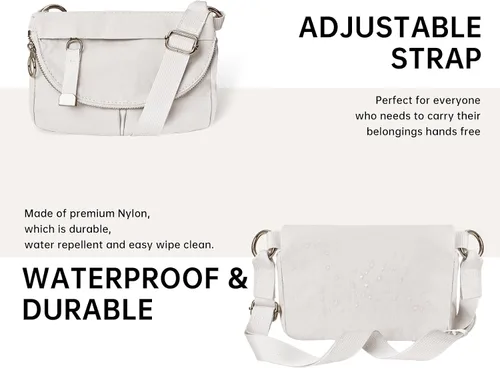 Vista 7 de Bolso cruzado para mujer, bolsa de festival para toda la noche, con correa ajustable, bolso de nailon para viajes, trabajo, casual, al aire libre