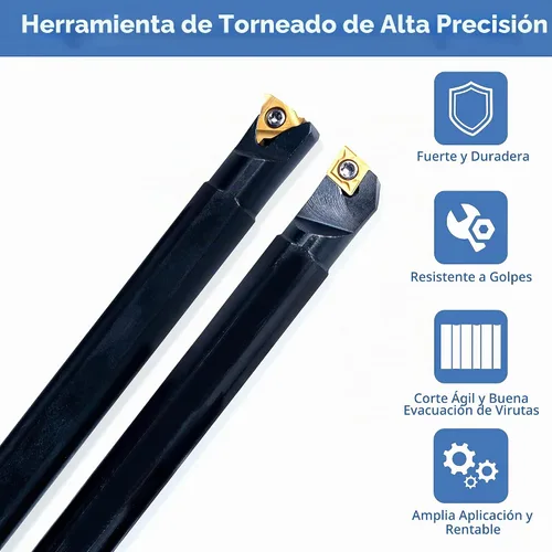 Vista 5 de Herramientas de torno de carburo - Juego de herramientas de roscado de torno de 21 piezas - 7 piezas portaherramientas de torneado de 1/2 pulgada