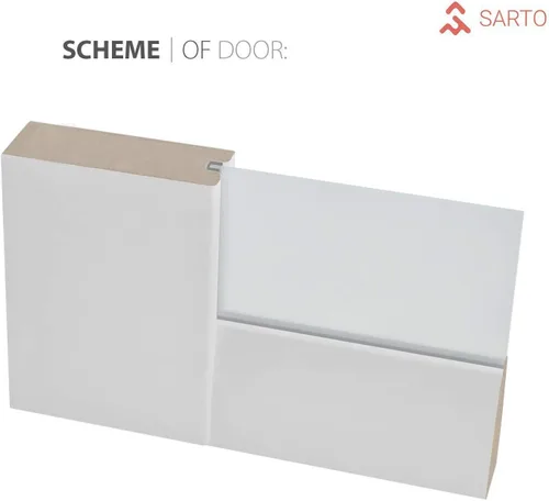 Vista 5 de SARTODOORS Puerta corredera de granero de 42 x 96 pulgadas Quadro 4002 blanco Puerta de granero individual Vidrio esmerilado MDF accesorios