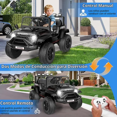 Vista 3 de Hikole Coche eléctrico de 12 V para niños de 3 a 5 años con control remoto Negro