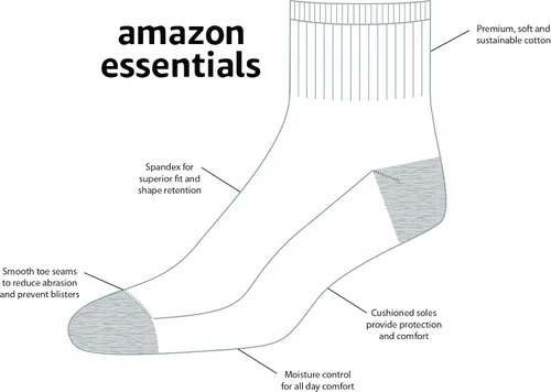 Vista 2 de Tienda Essentials Calcetines de algodón medio acolchados para hombre, paquete de 10