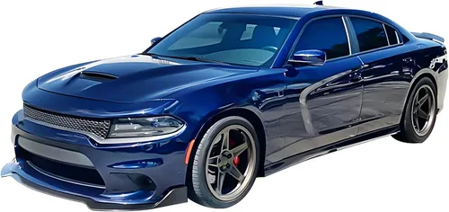 Vista 3 de IKON MOTORSPORTS, Borde de parachoques delantero compatible con Dodge Charger SRT 2015-2023, estilo V2 ABS pintado #PEC, VEC Sinamon Stick divisor