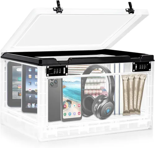 Vista 9 de Lalifebuss Caja de seguridad grande para artículos personales, caja de almacenamiento con cerradura de combinación de 24 litros para casillero