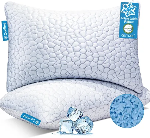Vista 15 de QUTOOL CertiPUR-US - Juego de 1 almohadas refrescantes mejoradas para dormir, de espuma viscoelástica triturada, tamaño estándar, para personas que