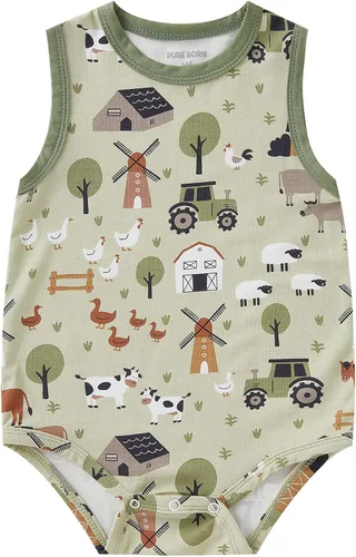 Vista 183 de pureborn Mameluco de algodón súper suave para bebés niños y niñas de 0 a 24 meses