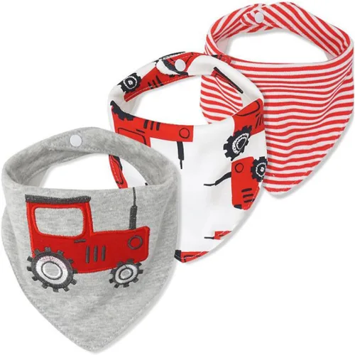 Vista 4 de Babero para bebé, bandana para niños pequeños, paquete de 3 baberos de alimentación de algodón súper absorbentes
