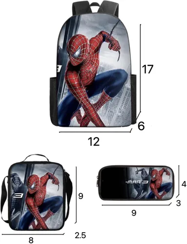 Vista 2 de Bolsa de almuerzo de dibujos animados Mochila Bolsa pequeña 3 piezas (S3)