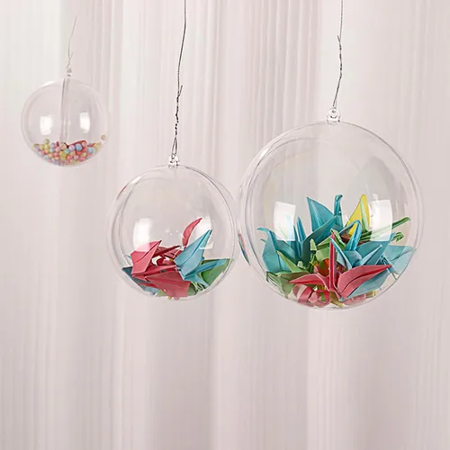 Vista 4 de Jishi Paquete de 10 adornos de Navidad de plástico transparente para manualidades, bolas de adornos de Navidad DIY rellenables de 2.36 pulgadas