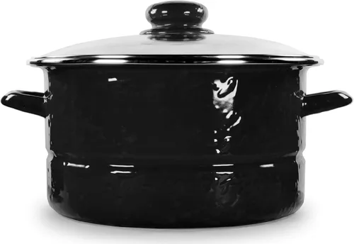 Vista 4 de Golden Rabbit Esmalte - Patrón de remolino negro - Olla de 6 cuartos de galón 6 quart