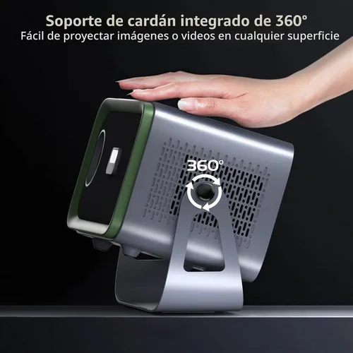 Vista 2 de 【Enfoque automático/Keystone】Proyector 4K con WiFi y Bluetooth, proyector de película giratorio de 360°, proyector portátil con 200 ANSI, proyector