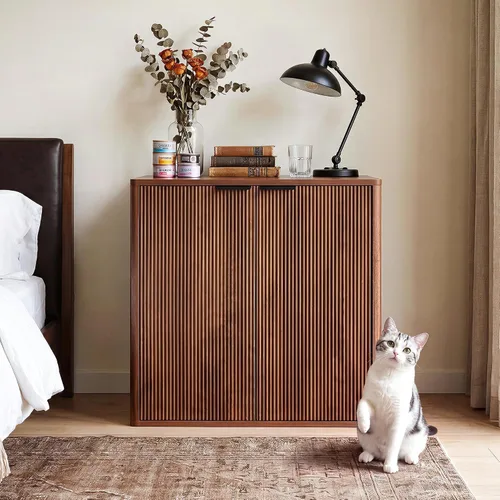 Vista 9 de IRONCK 33.4" Tall Cat Litter Box Enclosure for Automatic Boxes. Walnut