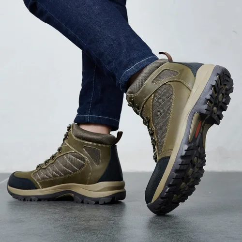 Vista 9 de Mens Fashion Leather Oxford Boots Mid-Top Causal Ankle Boot Daily Shoes for Men