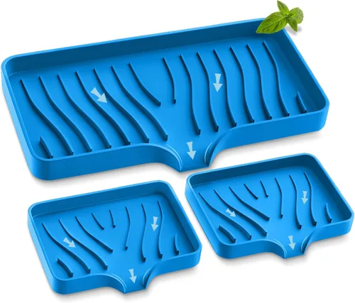 Vista 11 de Bandeja para fregadero de cocina, bandeja de jabón de cocina autodrenante, soporte de esponja de silicona para fregadero de cocina, baño