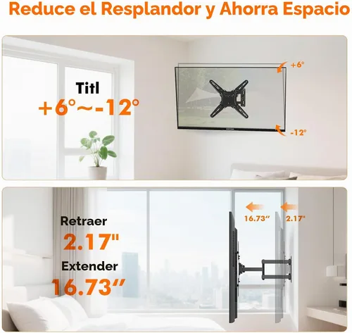 Vista 3 de GRIFEMA Soporte de pared para TV de movimiento completo para televisores