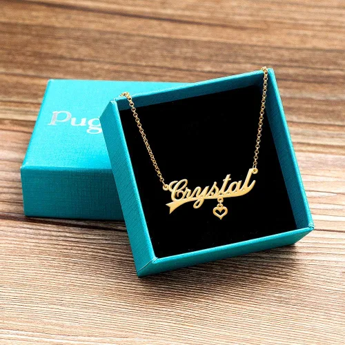 Vista 5 de Colgante de corazón personalizado para ella collar con nombre personalizado