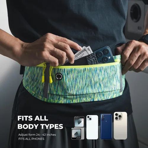 Vista 2 de VULKIT Cinturón delgado para correr para mujeres y hombres, soporte para teléfono celular para correr, riñonera de entrenamiento, bolsa de correr