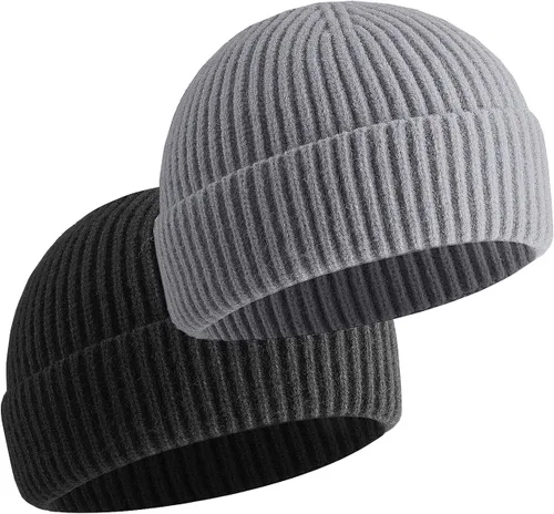 Vista 25 de vidsel Gorro Corto de Pescador para Hombres y Mujeres, Gorro de Lana Tejida con Puño Estilo Moderno de Arrastrero, Gorros Cálidos de Invierno