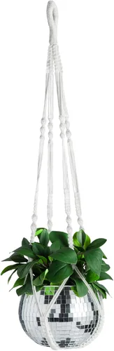 Vista 9 de Colgador de macramé para plantas con cuerda corta (sin borla) – 23 pulgadas – Cordón de macramé de algodón para macetas de decoración bohemia