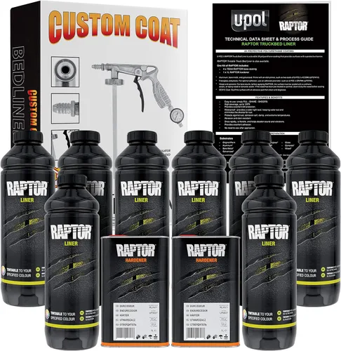 Vista 10 de Custom Shop Revestimiento de uretano en aerosol para cama de camión negro, kit de 1 cuarto de galón con endurecedor