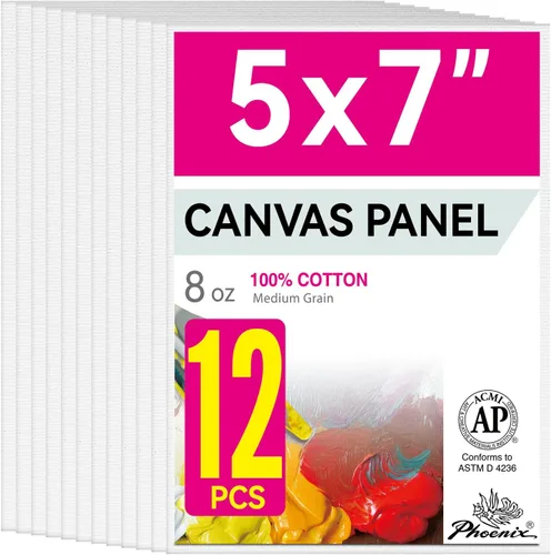 Vista 38 de PHOENIX Paneles de Lienzo Pequeños para Pintura de 3x5 Pulgadas, Paquete de Valor de 12 Unidades - 8 Oz Triple Imprimado 100% Algodón Libre de Ácido