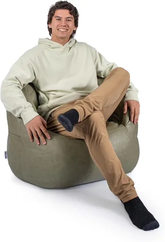 Vista 38 de Big Joe Milano - Silla de Puf con Cuero Montana Negro Vibe