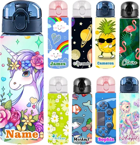 Vista 9 de Botellas de agua personalizadas con tapa, botella personalizada de 26 onzas con nombre, botellas de agua de plástico personalizadas, a prueba