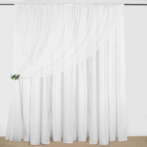 Vista 12 de Efavormart - Telón de fondo de gasa de poliéster de doble capa marfil de 20ftx10ft con bolsillos para barra Efavormart