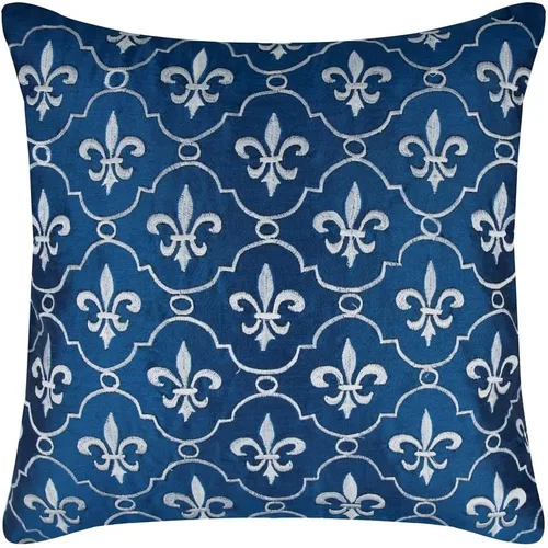 Vista 25 de The HomeCentric Funda de cojín para sofá, 12 x 12 pulgadas, funda de almohada decorativa cuadrada de lino azul claro con zardozi y cuentas bordadas