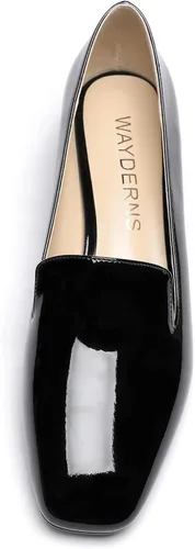 Vista 3 de WAYDERNS Zapatos de tacón bajo y grueso para mujer, con puntera cuadrada, de 1.5 pulgadas