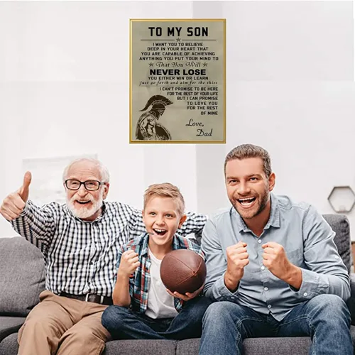Vista 4 de Unikei Póster con texto en inglés "To My Son Spartan Warrior", con citas de motivación espartana de Dan To Boy, póster de arte motivacional