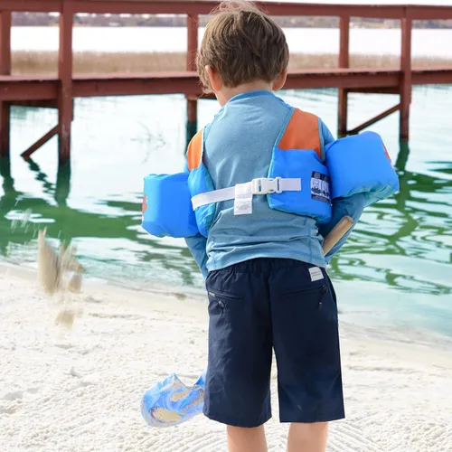 Vista 4 de [Usado] Body Glove Paddle Pals - Chaleco salvavidas para aprender a nadar, 33-55 libras, tortuga Tiburón acuático