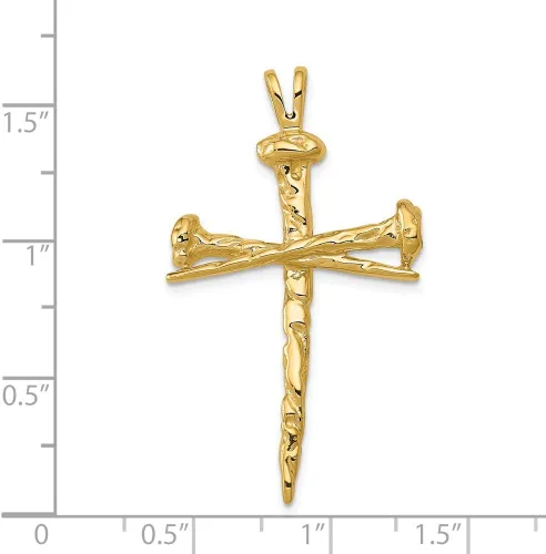 Vista 3 de Encanto de cruz de uñas pulido de oro amarillo real de 14 quilates, Primario - Pureza 14K