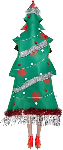 Vista 5 de Megartico Disfraces de árbol de Navidad para mujer con máscara de estrella para adultos, disfraz divertido de fiesta de festival
